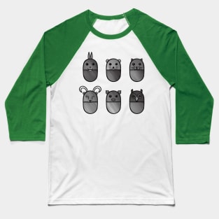 Grayscale Pill Animals Baseball T-Shirt